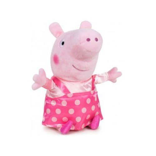 Peluche Peppa Pig Salopette Rose A Pois 31 Cm - Peluche Licence - Cochon - Doudou Enfant