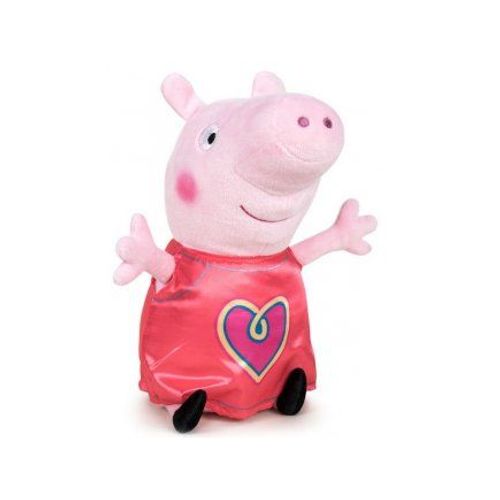 Peluche Peppa Pig Tenue Coeur 31 Cm - Peluche Licence - Cochon - Doudou Enfant