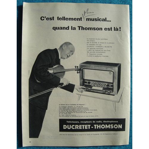 Téléviseur Ducretet-Thomson De 1957 Ducretet Publicité Papier Téléviseur Ducretet-Thomson De 1957 Ducretet Publicité Papier