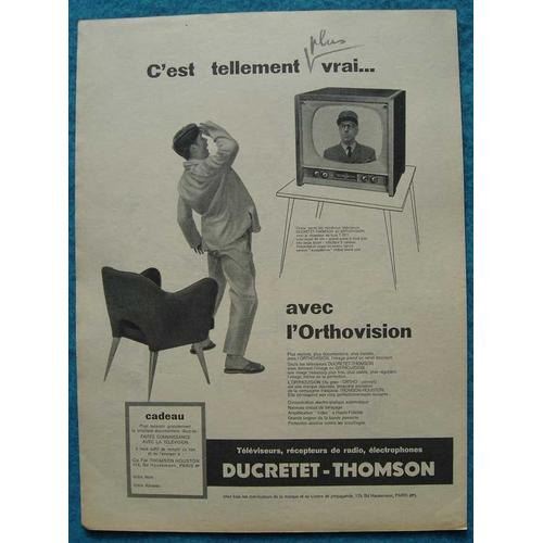 Téléviseur Ducretet-Thomson De 1955 Ducretet Publicité Papier 