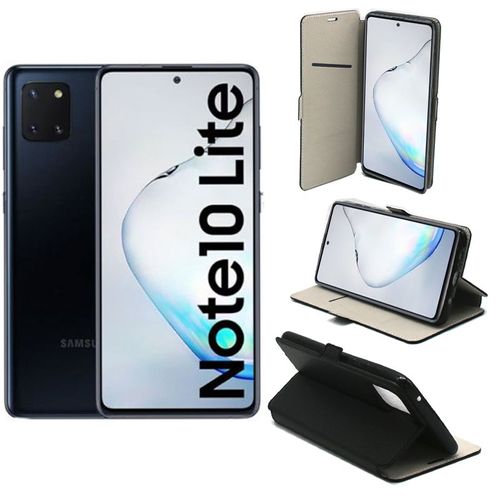 Samsung Galaxy Note 10 Lite Etui Noir Protection Portefeuille À Rabat Avec Porte Cartes - Housse Galaxy Note 10 Lite Noire Folio Coque Silicone Antichoc Smartphone - Accessoires Pochette Case