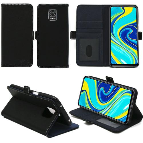 Xiaomi Redmi Note 9s Etui Noir Protection Portefeuille À Rabat Avec Porte Cartes - Housse Redmi Note 9s Noire Folio Coque Silicone Antichoc Smartphone - Accessoires Pochette Case