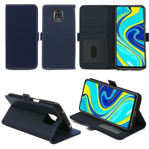 Xiaomi Redmi Note 9s Etui Protection Portefeuille Bleu À Rabat Avec Porte Cartes - Housse Redmi Note 9s Folio Bleue Navy Coque Silicone Antichoc Smartphone - Accessoires Pochette Case