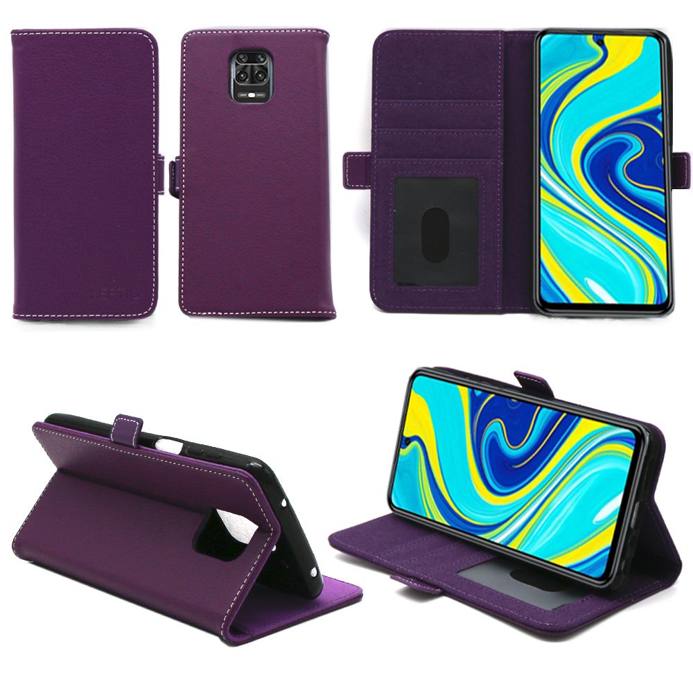 Xiaomi Redmi Note 9s Etui Protection Portefeuille Violet À Rabat Avec Porte Cartes - Housse Redmi Note 9s Folio Violette Coque Silicone Antichoc Smartphone - Accessoires Pochette Case