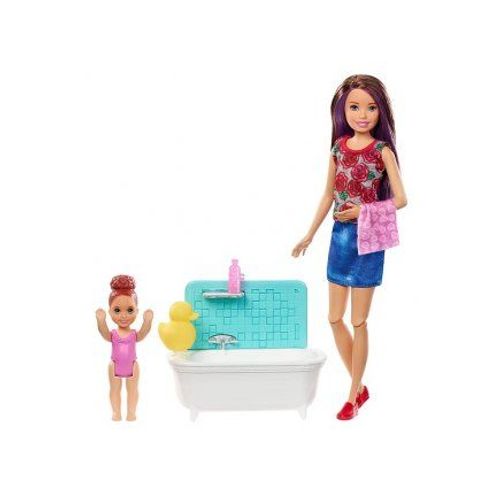 Coffret Barbie Babysitter Skipper bain Poupee, enfant, baignoire