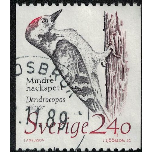 Suède 1989 Oblitéré Used Oiseau Dendrocopos Minor Pic Épeichette Su
