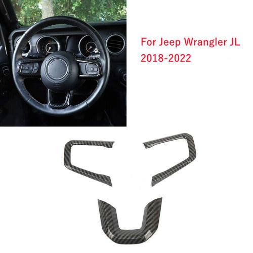 Couverture De Volant De Voiture, 3 Pièces, Décoration Abs De Haute Qualité Pour Jeep Wrangler Jl 2018 ¿ 2022 Et Gladiateur Jt 2020-2022