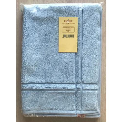 Tapis De Bain Doudou 100 % Coton 50 X 70 Cm 900 Gr/M2 Coloris Ciel