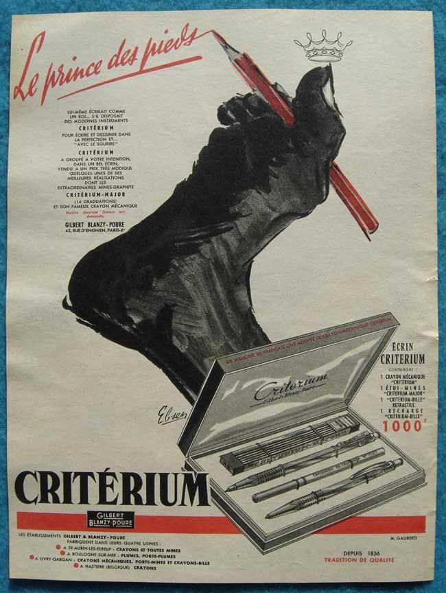 Publicité Papier - Crayon Critérium De 1957