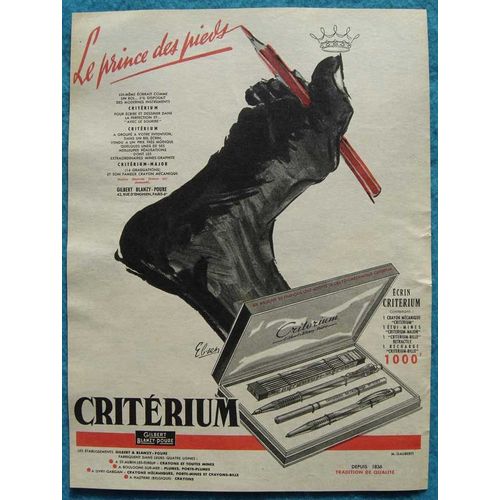 Publicité Papier - Crayon Critérium De 1957