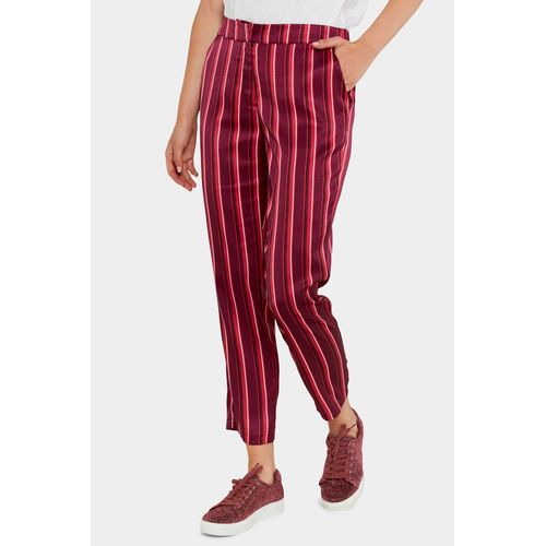 Pantalon Ample À Rayures Rouge Femme
