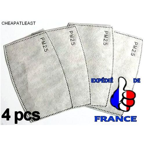 Lot De 4 Filtres À Particules Fines (Pm 2.5) Insert Au Charbon Actif │Pour Masque Cheapatleast Réf. 920 │ Filtrant Anti-Pollution Poussière Allergène Pollen Anti Contagion