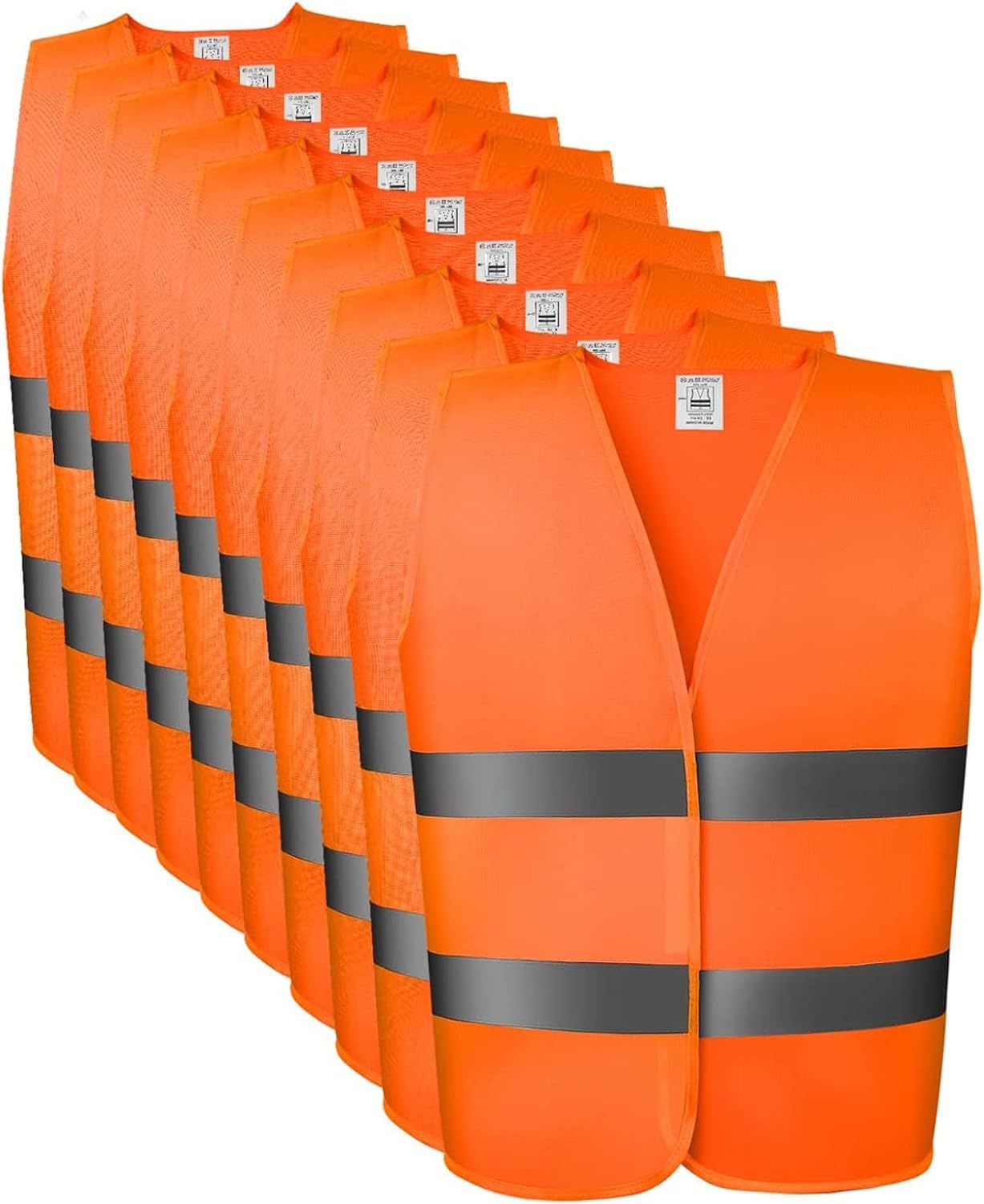 Gilets de Sécurité, Gilet Fluorescent Orange, Réfléchissant à 360 °, Gilet Respirable et Lavable pour Urgences, Activités de la Circulation, Course à Pied, etc, 70 * 46CM, à la Norme CE (10)