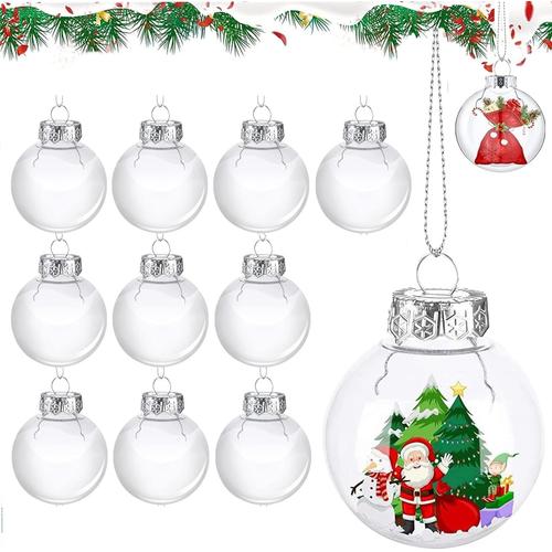 12 PCS Boules de Noël Transparentes, Acrylique Boule Transparente à Remplir, Boule Sapin Noël Soi-Même en Acrylique Déco DIY pour Noël, Mariages, Anniversaires, Fêtes