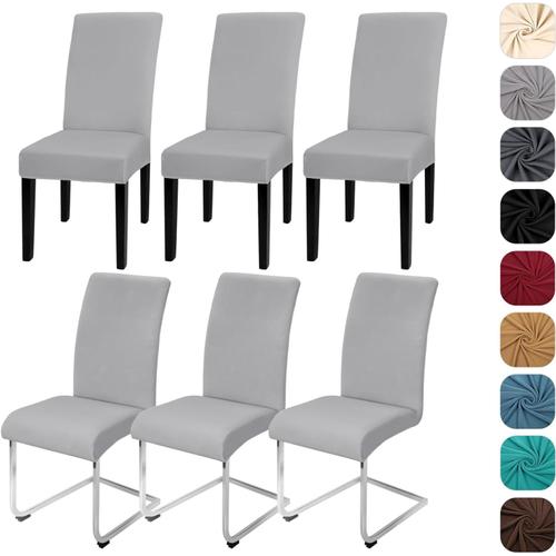 Lot De 6 Housses De Chaise Extensibles Et Pivotantes - Housses Élastiques - Amovibles Et Lavables - Protection Pour Cuisine, Restaurant, Hôtel, Banquet, Mariage - Gris Clair