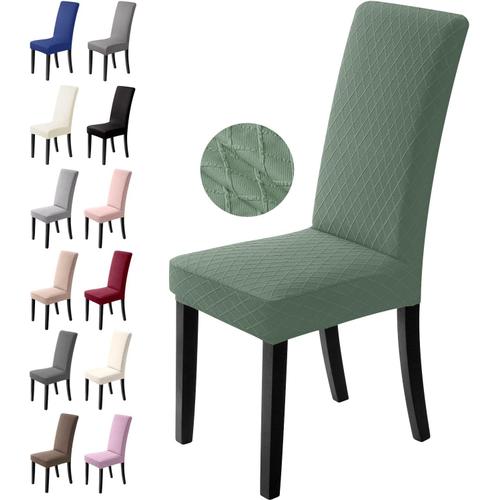 Housse De Chaise 4 Pièces Housses De Chaise De Salle À Manger Extensible Couverture De Chaise Universel Lavable Amovible Slipcover Pour Salle À Manger Bureau Hôtel Mariage (4 Pièces, Vert)-L