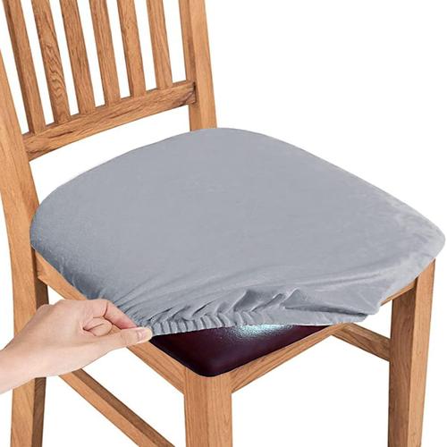 Housses De Siège De Chaise En Velours, Housse De Coussin De Siège Lavable Et Amovible, Housses De Chaise Pour Salle À Manger, Cuisine, Bureau (Gris Argenté,Lot De 4)