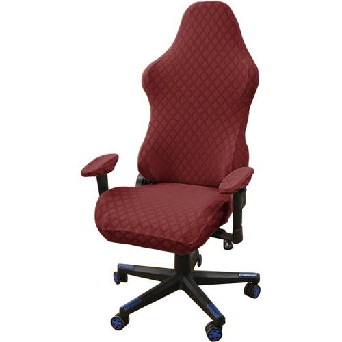 Housses De Chaise De Jeu Pivotantes Avec Accoudoirs/Dossier De Chaise, Housses De Chaise Extensibles Lot De 4 Pour Chaise De Jeu D'ordinateur, Style Racing, Chaise De Bureau Sans Chaise-Win Red