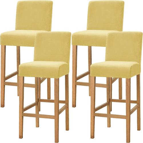 Lot De 4 Housses De Tabouret De Bar En Velours Très Extensibles Pour Tabouret De Comptoir, Pub, Salle À Manger, Café, Tabouret De Bar, Housse Antidérapante Avec Base Élastique, Jaune