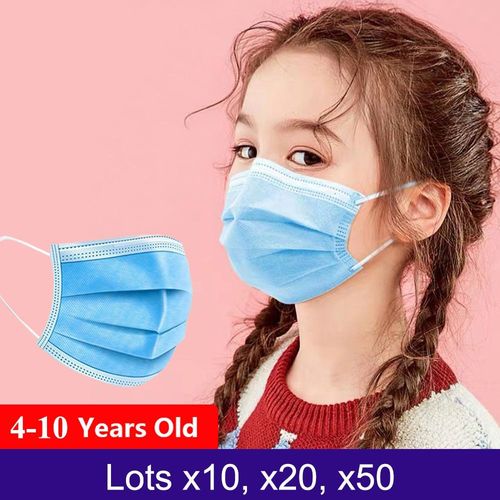 Ehealth [Pour Enfant 4 À 10 Ans] Pack 50 Masques Chiurgicaux Tissus Jetables, Protection Visage Anti Projection, Particules, Bactéries