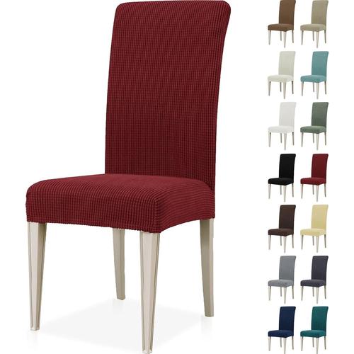 Housse De Chaise 2 Pièces, Extensible Housse Chaise Salle À Manger, Universel Housse Pour Chaise, Housses De Chaises Lavable, Moderne Couvre Chaise Protege Chaise Decoration, Bordeaux