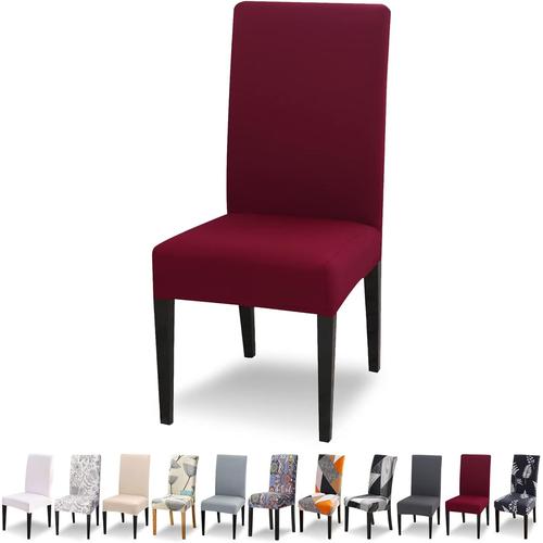 Housse De Chaise Extensible Lot De 4 Housse De Chaise Salle À Manger Universel Lavable Moderne Couvre Couverture De Chaise Pour Décor Salle À Manger Restaurant Hôtel Bouquet,Vin Rouge