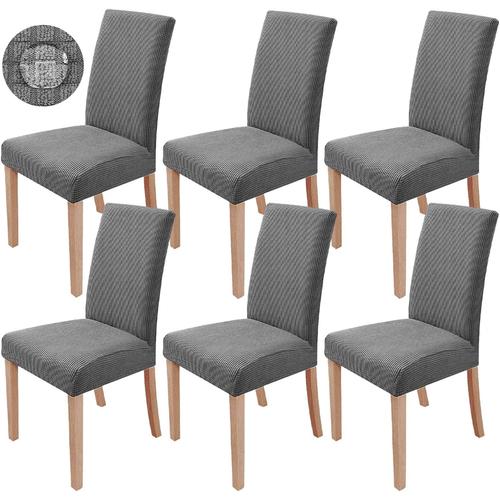 Housses De Chaise 6 Pièces, Couverture De Chaise De Salle À Manger Extensible Protection De Chaise Moderne Lavable Pour La Décoration Fête Banquets Hôtel De Bureau(Gris)