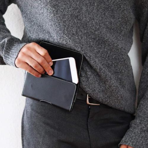 Oneplus 3t Étui Pochette Accroche-Ceinture Façon Cuir Grainé Noir De Qualité Avec Clip Et Passant, Fermeture Aimanté By Gw®