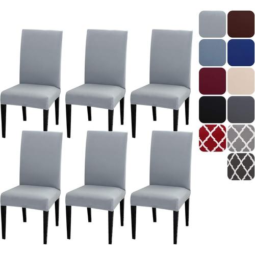 Housse De Chaise Extensible Lot De 6, Couverture Protecteur De Chaise Salle A Manger Universel Amovible Lavable Moderne Durable Pour Maison Hotel Restaurant Fete Banquet Cuisine Decoration