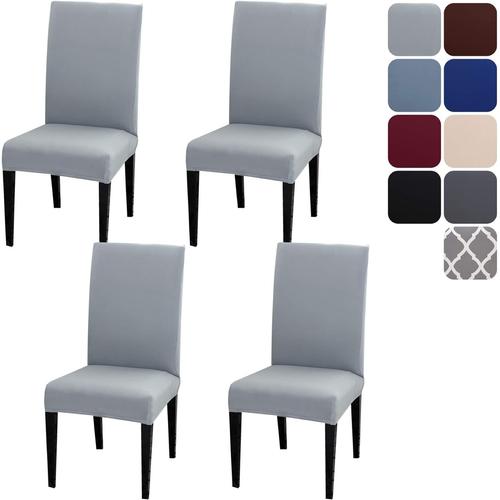 Housse De Chaise Extensible Lot De 4, Couverture Protecteur De Chaise Salle A Manger Universel Amovible Lavable Moderne Durable Pour Maison Hotel Restaurant Fete Banquet Cuisine Decoration