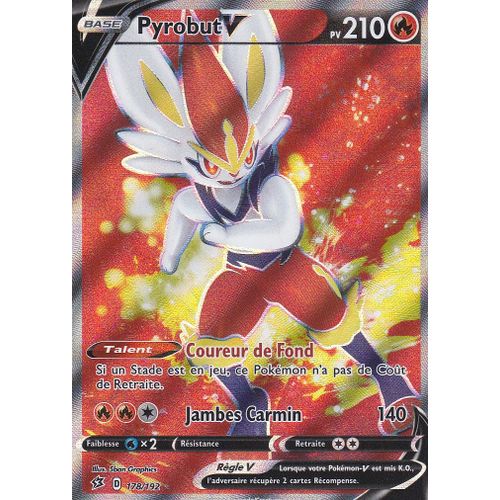 Carte Pokemon - Pyrobut V - Ultra Rare En Full Art - 178/192 - 210pv - Épée Et Bouclier 2 Clash Des Rebelles