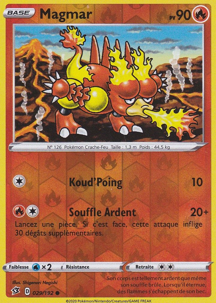 Carte Pokemon - Magmar 029/192 - Reverse - Épée Et Bouclier 2 Clash Des Rebelles