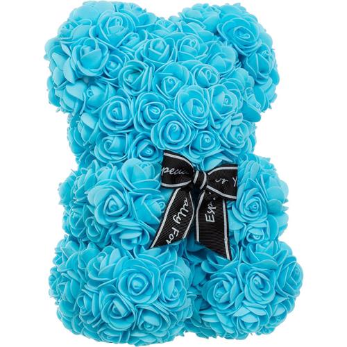 Ours des Roses env. 25 cm Teddy Bear Roses Ours des Fleurs Cadeau Romantique Mariage Saint-Valentin Anniversaire Décoration - Bleu