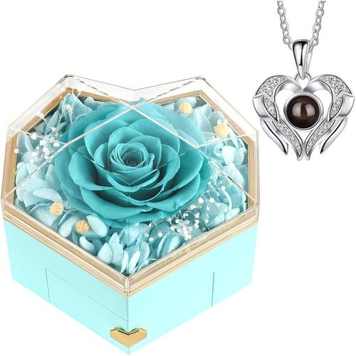 Rosa Eterna Con Collar Regalos Para Mujer Regalo Cumpleaños Mujer, Mamá, Esposa, Novia, Rosa Eterna Con Collar Te Amo, Regalos Originales Para el Día de San Valentín, Día de la Madre, Navidad