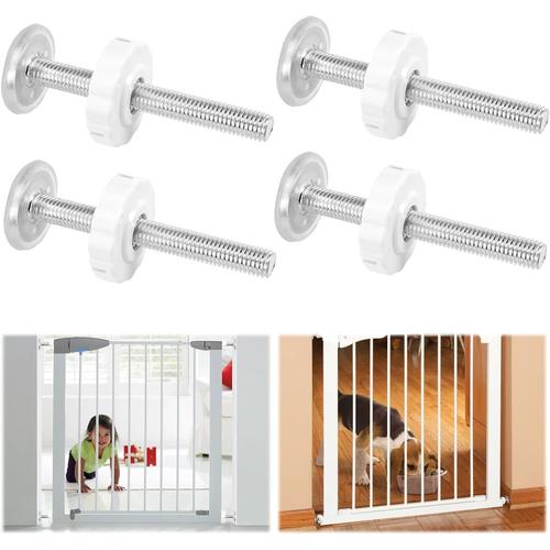 4 Pièces M10 Tiges Filetées Pour Barrière Bébé, Stair Gate, Animal De Compagnie, 90mm Filetées De Broche Tiges Pression, Vis De Pression Avec Protections Murales Tampons De Sécurité