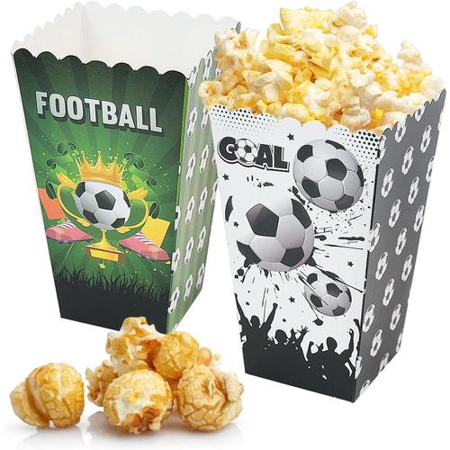12 Pièces Boîtes Cadeaux de Football, Boîtes à Popcorn en Papier Sacs à Bonbons Réutilisables Boîte à Popcorn Box pour Les Fêtes, Anniversaires, Soirées Cinéma (4.7 x 2.75 x 1.92 Pouces)