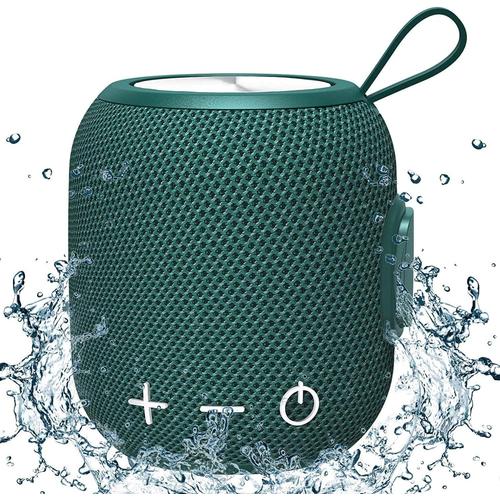 Enceinte Bluetooth portable étanche avec basses stéréo 360° Son Surround HD pour voyage, salle de bain, piscine et extérieur Imperméable (vert)