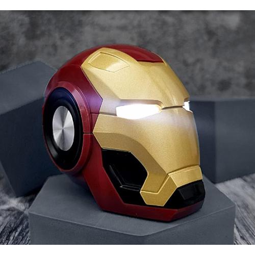 Enceintes Portables Bluetooth 5.0 Iron Man Dessin Animé avec LED Portable Mini Hi-FI 360 Stéréo Subwoofer Idée Cadeau Rouge