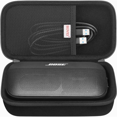 Hard Travel Enceinte pour Bose soundlink Flex Bluetooth Portable Haut - Parleur Extra Mesh Pocket Bose Chargeur pour Haut - Parleur Bluetooth câble de Charge Noir