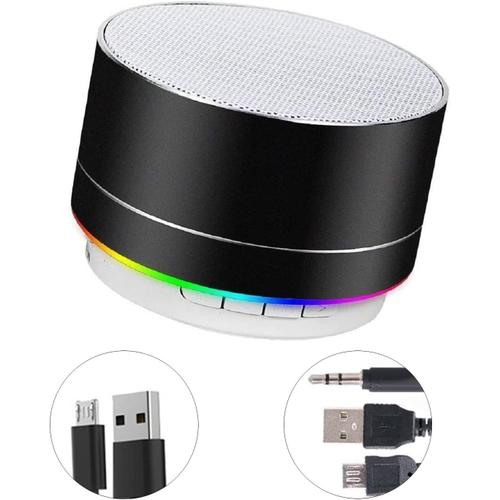 Enceinte Bluetooth Haut Parleur Portable Mini Speaker Basses Stéréo Trompette Lumière Wireless Soutien LED FM USB Micro SD pour Ordinateur PC Portable Tablette Smartphone Maison et Extérieur Etc