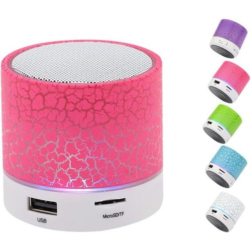 Portable Wireless Bluetooth Speaker, Mini Wireless Hands Free Crackle Bluetooth Speaker Support Music FM Radio TF Card USB Flash Drive Built-in Microphone with LED Lights for Phone,MP3¿Pink