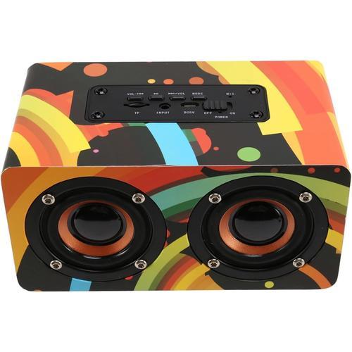 Enceinte portable en bois graffiti Bluetooth haut-parleur stéréo caisson de basses Support AUX/TF Play