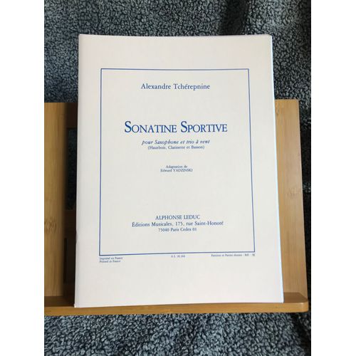 Alexandre Tcherepnine Sonatine Sportive Partition Saxophone Et Trio À Vent Hautbois Clarinette Basson Saxophone Éditions Leduc
