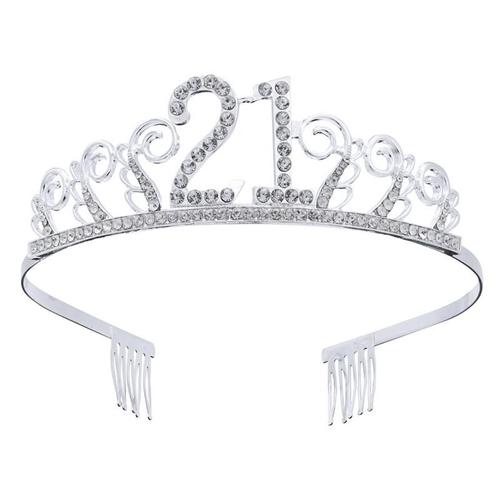 Anniversaire Cristal Strass Diadème Reine Princesse Couronnes Bal Bandeau Cheveux Peignes Épingle Pour 21st Fête D'anniversaire Faveur