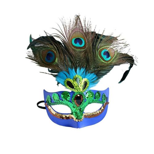Masque De Déguisement De Paon De Noël Pour Enfants Adultes Cosplay Fête De Noël (Bleu)