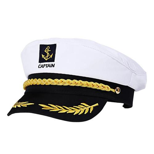 Adulte Yacht Bateau Bateau Marin Capitaine Déguisement Chapeau Casquette Marine Marine Amiral Fête Cadeau (Blanc)