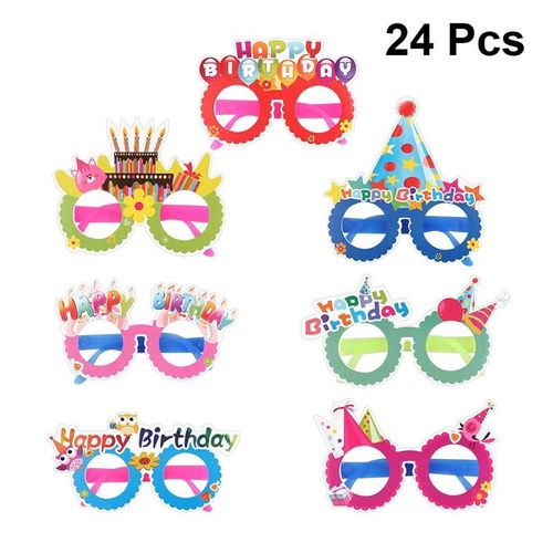 Lunettes Décoratives Pour Anniversaire 24 Pièces | Cadre De Lunettes? Accessoire De Stand Photo? Fournitures De Fête Pour Enfants (Style Aléatoire)