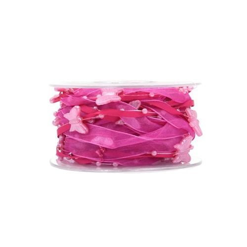 Ruban De Perles En Plastique 1 Rouleau De 5m | Bracelet Guirlande De Perles Papillon Pour Fils? Fournitures D'artisanat De Jardinage (Rose)
