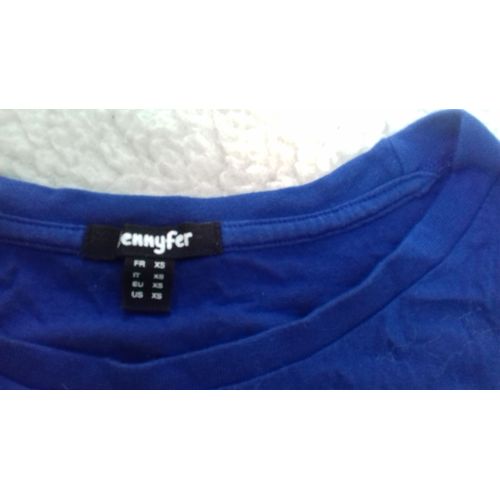 T Shirt Court Fille Xs Bleu Et Blanc
