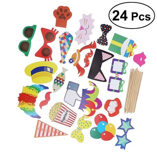 24 Pièces Accessoires Photo Lunettes Papier Unique Chapeau Créatif Clown Photo Fournitures Accessoires Photo Pour Fournitures De Fête De Mariage